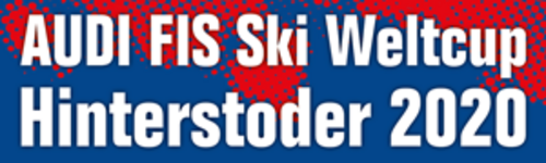 Logo s nápisem AUDI FIS Ski World Cup Hinterstoder 2020